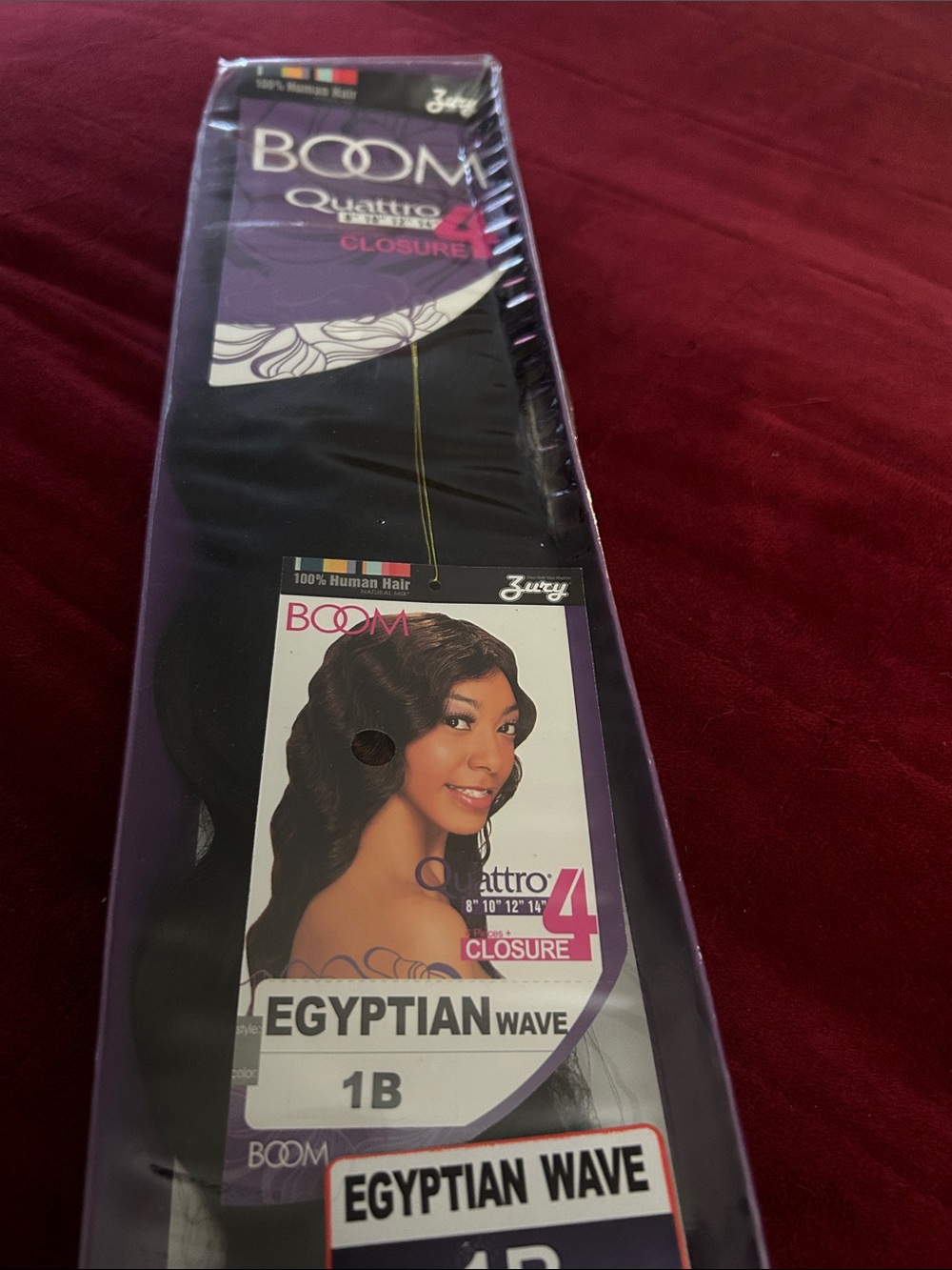 Human Hair BOOM Egyptian Wave Quattro Closure - 1B Natural Black Extensions